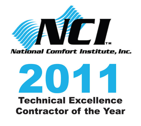 2011 National Comfort Institute (NCI) Technical Excellence Contractor of the Year