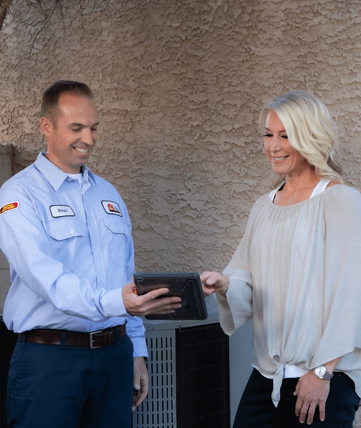 Our certified technician checking their work after the job is done to make sure that the job is done right.