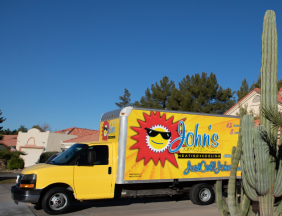 John’s truck at sewer cleaning job in Mesa